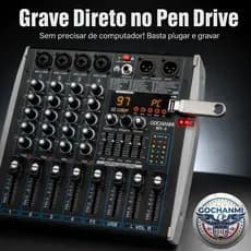 Mesa de Som MX4 Bluetooth USB 99 Efeitos DSP Controle de Voz E Reverb