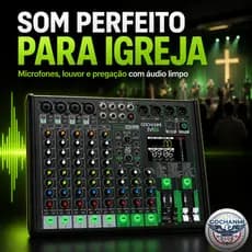 GOCHANMI M6 Mesa de Som Profissional 6 Canais USB Bluetooth para Igreja e Live