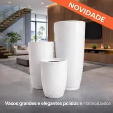 kit 3 vasos decorativos em polietileno para plantas, modelo cone bojo (coleção PREMIUM) LISOS E MARMORIZAADOS