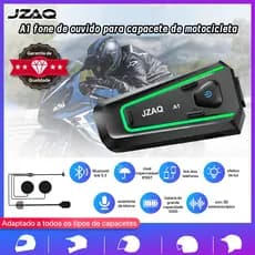JZAQ A1 Fone bluetooth para capacete de moto Luz RGB À Prova D'água Autonomia 1000 Redução de Ruído DPS Microfone