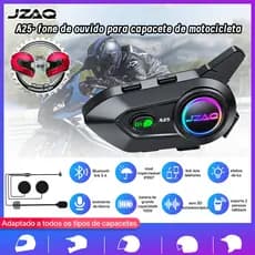 JZAQ A25 Fones Bluetooth para Capacete, Intercom para Duas Pessoas, IP67 Impermeável, Anti-ruído, Música Compartilhada