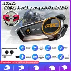 JZAQ A13 Fone Bluetooth para Capacete de Moto, Bateria 1500mAh, Longa Duração, Intercomunicador, Som Alto Potente