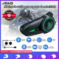 JZAQ A50 Fone Bluetooth Sem Fio Capacete Luz LED Colorida IP67Impermeável Áudio HL-FL Reproduzir Música Atender Chamadas
