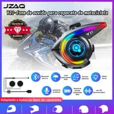 JZAQ Y21 Fone Bluetooth para Capacete de Moto Luz Colorida Anti Ruído Reproduzir Música Atender Chamadas À Prova de Água