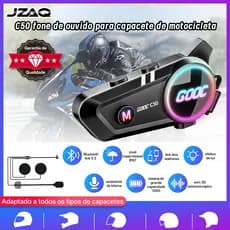 JZAQ C50 Alto-falante Bluetooth para Capacete de Moto Luz RGB Três Cores Áudio HL-FL IP67 À Prova de Poeira e Água