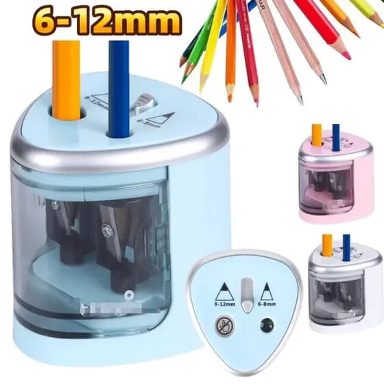 Apontador Elétrico Furo Duplo Lápis de 6-12mm para estudantes