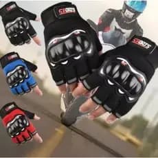 Luvas de Segurança Meio Dedo Para Motociclistas e Ciclistas Anti-impacto