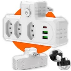 Conector De Extensão Portátil 3 Universal Plug Carregador Rápido 2 Usb 1 Tipe-C Transformador Conversor De Tomada