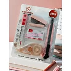 O kit5/3 de papelaria inclui cortador, grampeador e fita corretiva para escritórios escolares-LIN