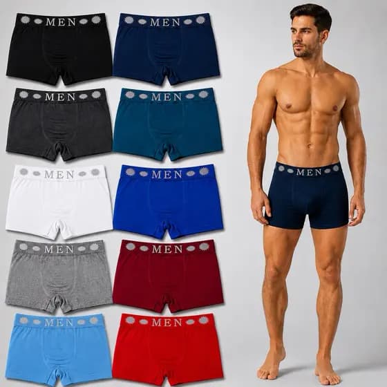 Kit 10 Cuecas Boxer Masculinas Microfibra Confortável Cores Sortidas
