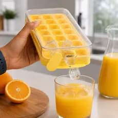Forma de Gelo 21 Cubos com Tampa Fundo Pressionável Fácil de Soltar