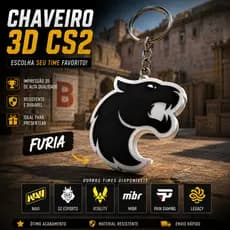 Chaveiro Times CS2 3D FURIA NAVI G2 Vitality MIBR paiN Counter Strike