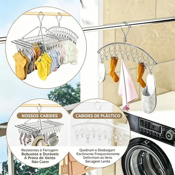 Varal 40 Prendedores Para Roupa Intima Para Calcinha Meia Cueca  Reforçado inox 08/10/20/60 Prendedores