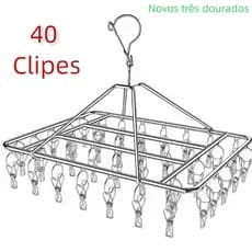 Varal Aço Inox Suspenso Meias Calcinha e Roupa Intima Apartamento Lavanderia -40 Prendedores-Vende Mais