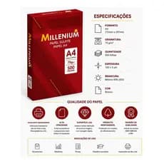 Papel Sulfite A4 75g 500 Folhas Escritório 5 Resmas