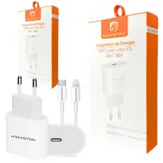 Carregador Turbo iPhone 30W + Cabo Lightning USB-C H’maston Compatível iPhone 6 ao 14