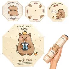 Sobrinha Guarda-Chuva Dobrável Capivara 110 cm Reforçado UV99% para Sol e Chuvas