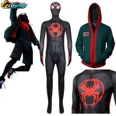 Fantasia de Cosplay do Homem-Aranha: Através do Aranhaverso - Macacão de Super-Herói Miles Morales para Halloween e Carn