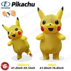 Fantasia Inflável de Pikachu/Anime/Páscoa/Natal para Adultos/Crianças 150-180cm 8434