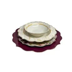 Jogo De Jantar E Chá 24 Peças Porcelana Fina Design Moderno