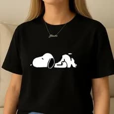 Camiseta Feminina Snoopy Cartoon Casual Básica Confortável Lançamento Envio Imediato