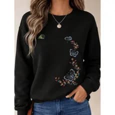 Blusa De Frio Moletom Careca Feminino Estampado Modelo "Borboletas" 100% Algodão Confortável