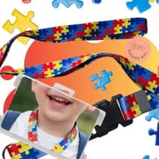 Porta Crachá Autismo Transparente com Cordão Identificação