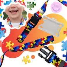 Porta Cartão Autismo Transparente com Cordão para Identificação