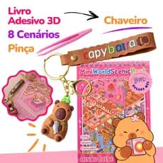 Livro Adesivo Capivara 3D Infantil DIY Montagem de Cenas com Pinça + Chaveiro