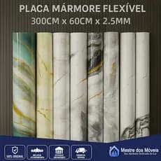 Placa Adesivo 3Mx60cmx2.5mm Autocolante Mármore em Rolo Lavável Impermeável Revestimento Parede