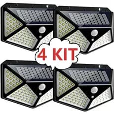 Luminária Solar De Parede Refletor 100 Led Sensor Presença Movimento Prova D' Água