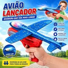 Kit 1/2/3/4 Avião Lançador Grande com Luz Infantil Voa Longe Brinquedo Seguro Planador Catapulta