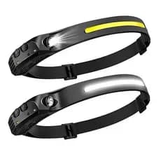Lanterna de Cabeça LED Recarregável 2 Unidades - 230 °   Lanterna de Cabeça COB Super Brilhante para Testa, Lanterna par