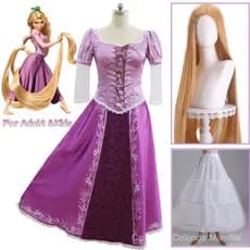 Peruca Trançada da Rapunzel para Cosplay, Fantasia de Carnaval para Adultos, Trajes de Anime para Mulheres e Cr RIPV