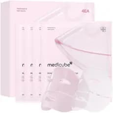 [medicube] Máscara Facial em Gel de Colágeno Rosa PDRN 4 Unidades Máscara Facial de Colágeno com DNA de Salmão que Muda