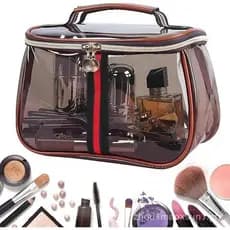 Nova Bolsa de Maquiagem Retrô Vintage – Grande Capacidade, Impermeável, Transparente, com Zíper – Organizador de Cosméti