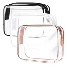 Bolsa de Higiene Transparente, 3 Pacotes, Aprovada pela TSA, Organizador de Viagem Resistente à Água, Essencial para Via