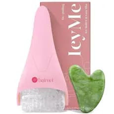 Conjunto IcyMe Ice Roller & Jade Gua Sha – Ferramentas de Massagem Facial BAIMEI para Cuidados com a Pele # ComprarBlack