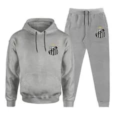 Conjunto De Moletom Adulto Santos Kit Blusa E Calça Algodao