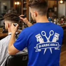 Camiseta Masculino Básica Barbeiro Uniforme Confortável Barbearia Camisa Premium Salão Trabalho Cabelereiro Maquina