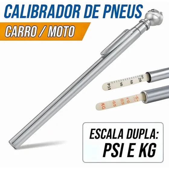 Calibrador De Pressão De Pneus Tipo Caneta Pneu Moto Carro Bike