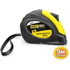 Trena Métrica 5 metros Profissional Emborrachada com Trava Fita de Aço Navy+