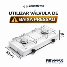 Mini Fogão Portátil 2 Bocas a Gás Baixa Pressão Fogo Forte Camping Jolly Alta Resistência