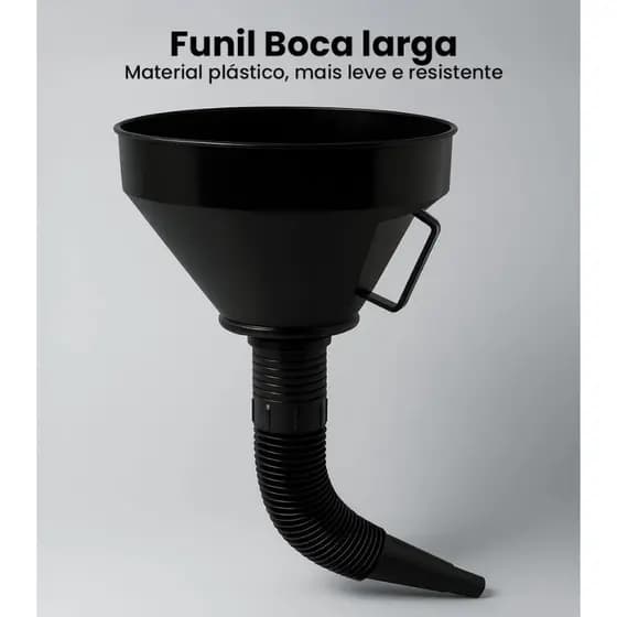 Kit Funil Flexível Plástico Sanfonado Óleo Motos Carros Gasolina Combustível Álcool