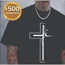 Camiseta Masculina Fé Cruz Minimalista Gospel Algodão Premium Confortável Estampada Casual Pronta Entrega.