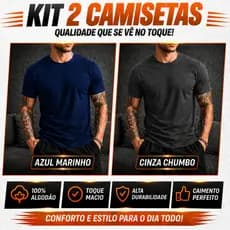 Kit 2 Camisetas Masculina Básica Algodão Alta Qualidade Premium 100% Diversas Cores