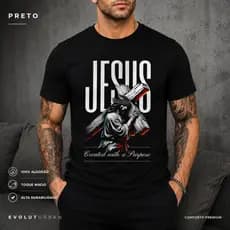 Camiseta Jesus Masculina Cristã Gospel Casual Estampa Cruz Algodão Premium