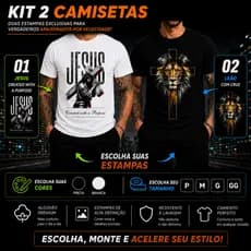 Kit 2 Camisetas Jesus Fé & Propósito Cristão Masculina Estampada