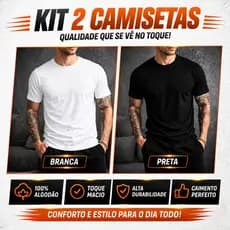 Kit 2 Camisetas Masculina Básica Algodão  Premium 100% Diversas Cores