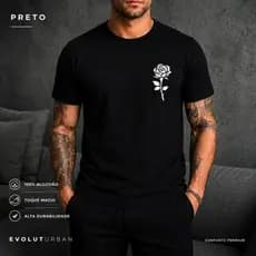 Camiseta Masculina Rosa Minimalista Estilo Casual Streetwear Algodão Premium